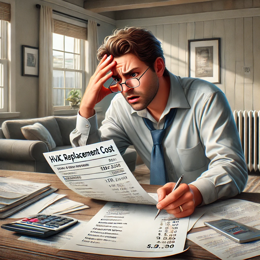 man looking at HVAC Replacement Cost quote